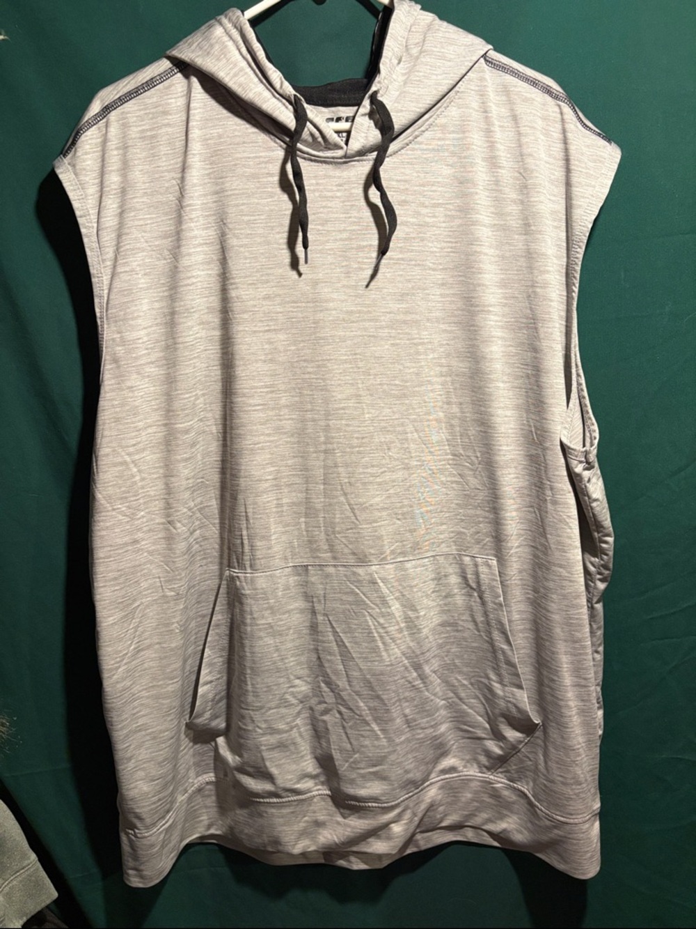 Men's Sleeveless Hooded Pullover Vest in Light Gray